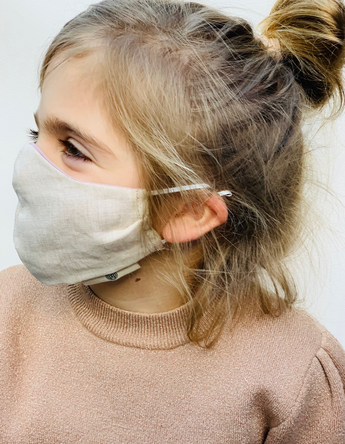 Kids Pure Linen Reusable Face Mask (2 layers)