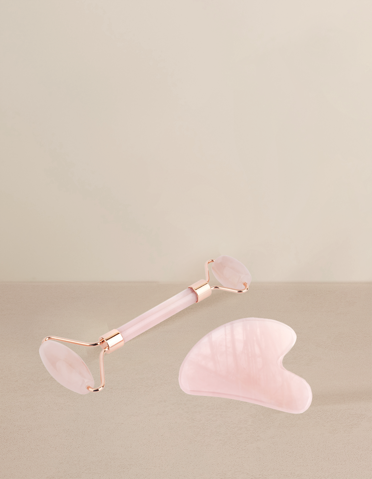 Rose Quartz Jade Roller &amp; Gua Sha Facial Massage Duo